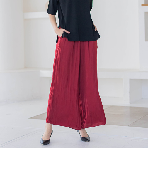 【カタログ掲載】スエードタッチサテンパンツ≪洗濯機で洗える≫