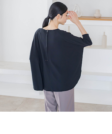 【カタログ掲載】バックリボンマシュマロポンチカットソー≪洗濯機で洗える≫