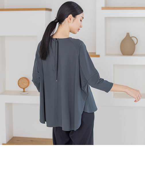 【カタログ掲載】バックリボンマシュマロポンチカットソー≪洗濯機で洗える≫