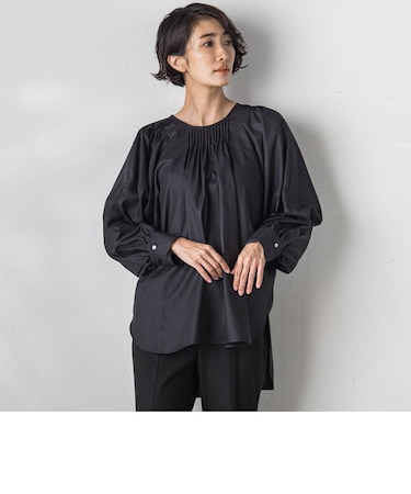 マイクロピーチボリュームスリーブブラウス≪洗濯機で洗える≫