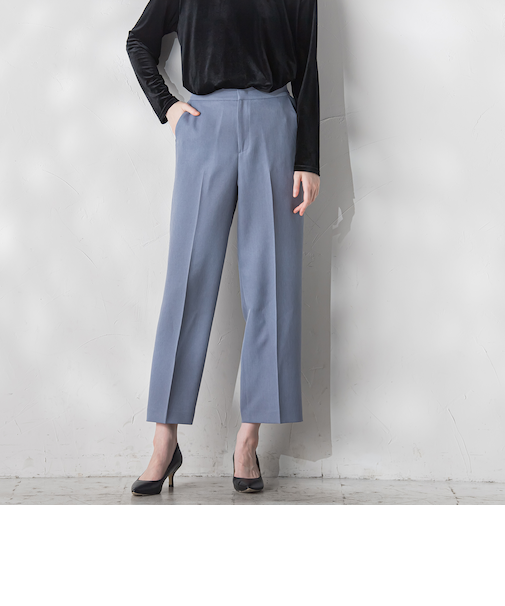 パウダーツイルストレッチパンツ≪洗濯機で洗える/防シワ/セットアップ対応≫