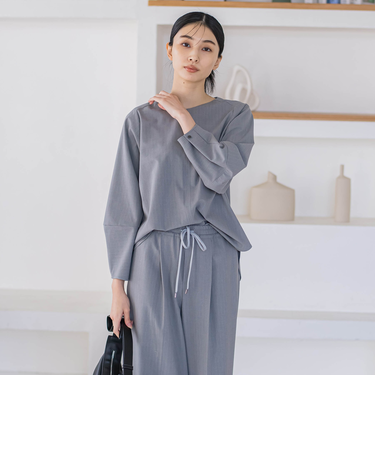 ピンストライプブラウス≪洗濯機で洗える/防シワ/セットアップ対応≫