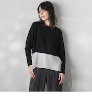 【大きいサイズ】配色ブロッキングニット≪手洗い可能≫