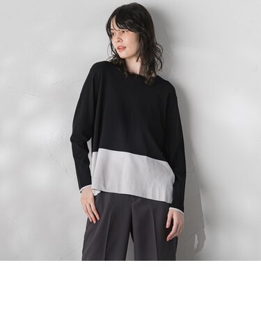 【大きいサイズ】配色ブロッキングニット≪手洗い可能≫