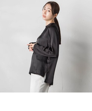 【WEB&一部店舗限定】シアーサテンTブラウス