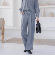 ピンストライプストレッチパンツ≪洗濯機で洗える/防シワ/セットアップ対応≫