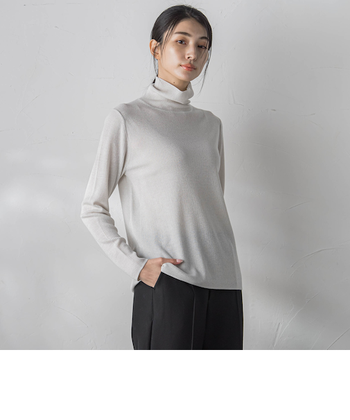 【大きいサイズ】ラメタートルニット≪手洗い可能≫