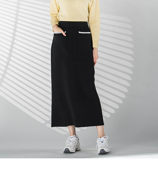 【大きいサイズ】配色トリムスカート≪手洗い可能≫