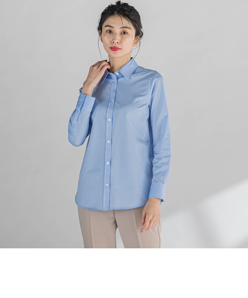 【大きいサイズ】L ストライプシャツ≪洗濯機で洗える≫