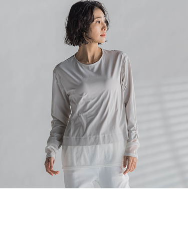 【大きいサイズ】シアードッキングカットソー≪洗濯機で洗える≫