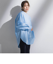 【大きいサイズ】バンドカラーシャツ≪洗濯機で洗える≫