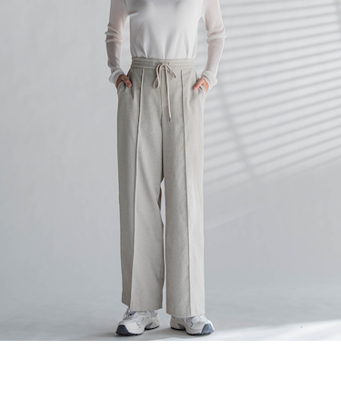 【WEB限定/大きいサイズ】シェルタリングワイドパンツ≪洗濯機で洗える≫