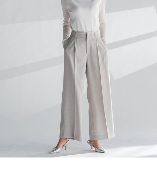 【大きいサイズ】麻調ワイドパンツ≪洗濯機で洗える≫