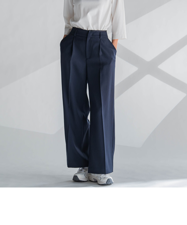 【大きいサイズ】麻調ワイドパンツ≪洗濯機で洗える≫