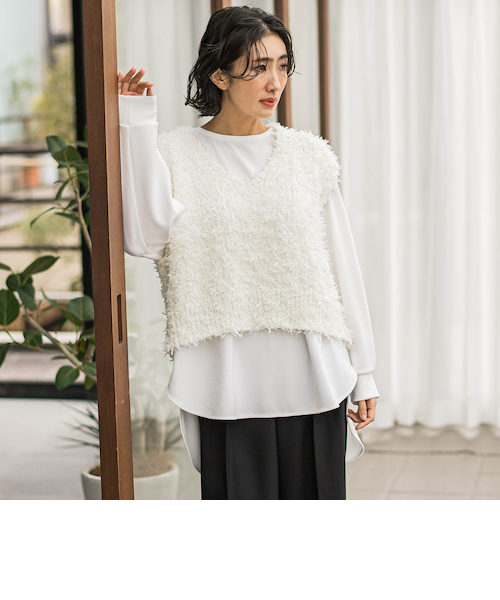 大きいサイズ】バックギャザー切り替えニット≪手洗い可能≫｜ラエフの