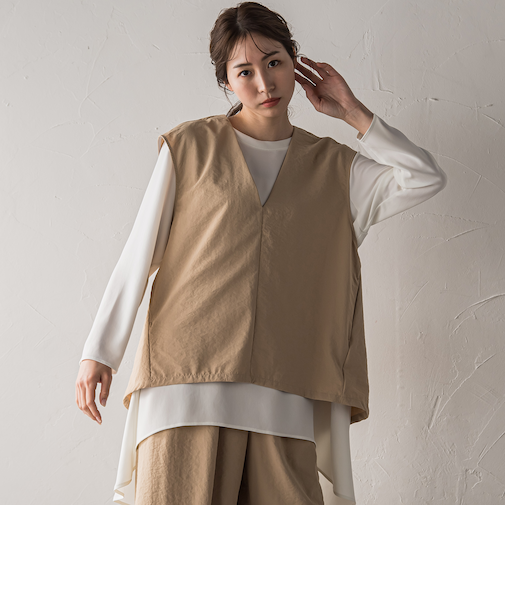 【biyori】”ゆったり着痩せ”レイヤードベスト≪洗濯機で洗える≫