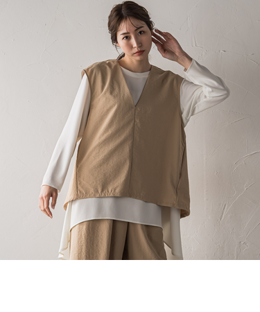 【大きいサイズ】【biyori】”ゆったり着痩せ”レイヤードベスト≪洗濯機で洗える≫