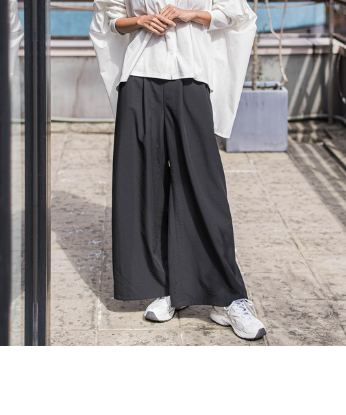 【大きいサイズ】【biyori】”楽ちんキレイ”リネン風ワイドパンツ≪洗濯機で洗える≫