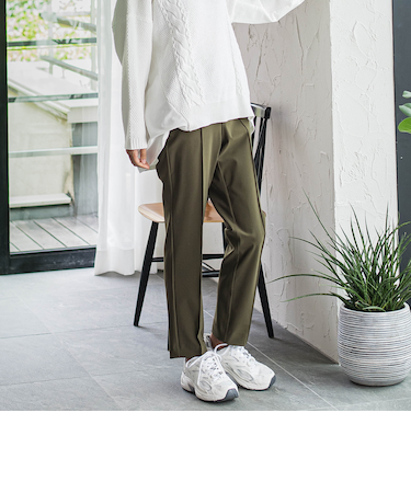 【biyori/新色追加】”ノンストレス”脚線美トラックパンツ≪洗濯機で洗える≫