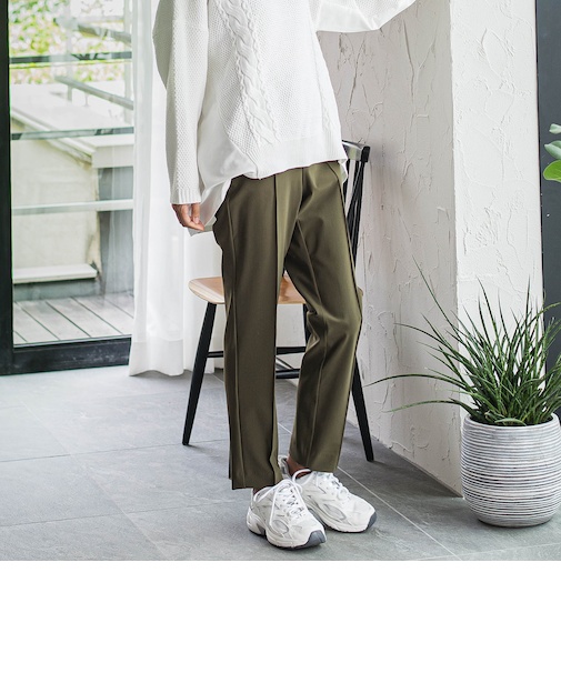 【biyori/新色追加】”ノンストレス”脚線美トラックパンツ≪洗濯機で洗える≫