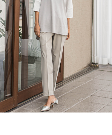 【大きいサイズ】【biyori/新色追加】”ノンストレス”脚線美トラックパンツ≪洗濯機で洗える≫