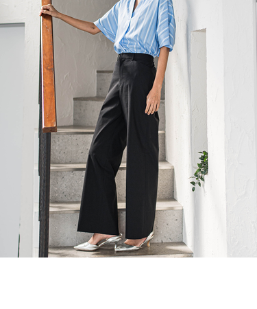 【大きいサイズ】バックラッシュリネン混パンツ≪洗濯機で洗える≫