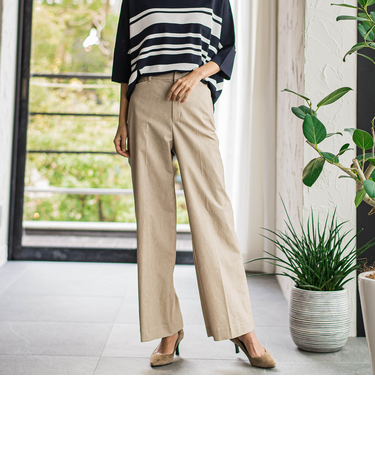 バックラッシュリネン混パンツ≪洗濯機で洗える≫