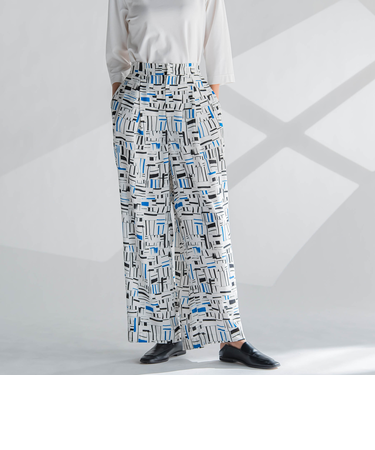 【大きいサイズ】幾何柄パンツ≪洗濯機で洗える≫