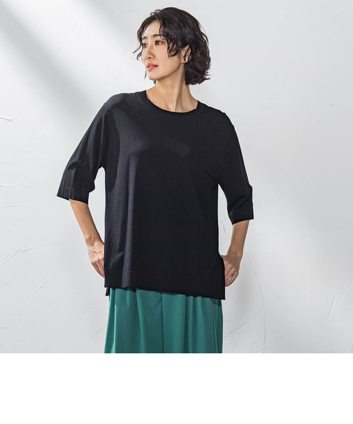 Tシャツ風ニットプルオーバー≪手洗い可能≫