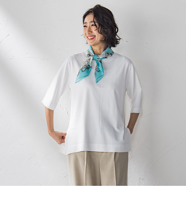 Tシャツ風ニットプルオーバー≪手洗い可能≫