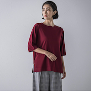Tシャツ風ニットプルオーバー≪手洗い可能≫