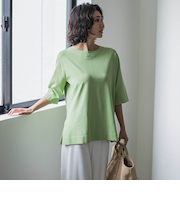 【大きいサイズ】Tシャツ風ニットプルオーバー≪手洗い可能≫