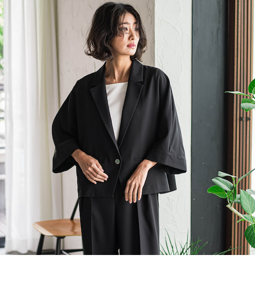 【WEB限定】五分袖ショートジャケット≪洗濯機で洗える≫