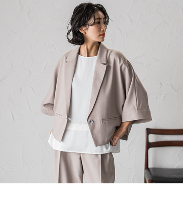 【WEB限定】五分袖ショートジャケット≪洗濯機で洗える≫