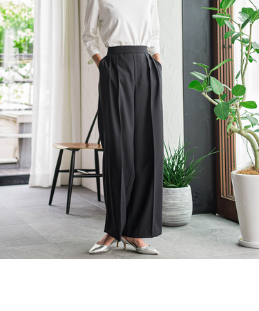 【WEB限定】タックワイドパンツ≪洗濯機で洗える≫