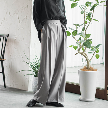 【WEB限定】タックワイドパンツ≪洗濯機で洗える≫