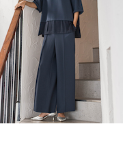 【大きいサイズ】【旅楽シリーズ】”シワレス”ワイドパンツ≪洗濯機で洗える≫