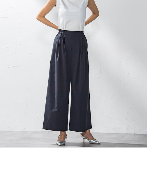 タックボリュームワイドパンツ≪洗濯機で洗える≫