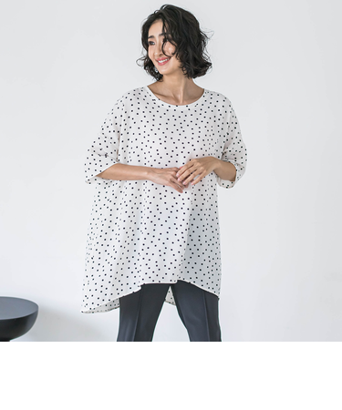 【大きいサイズ】【biyori】”着心地さらっと”半袖万能フレアチュニック≪洗濯機で洗える≫