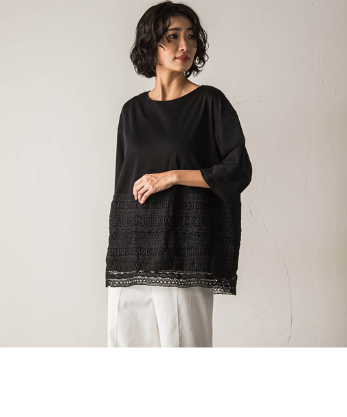 【biyori】”裾に咲くレース”日常がさりげなくときめきくカットソー≪洗濯機で洗える≫