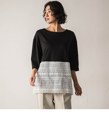 【biyori】”裾に咲くレース”日常がさりげなくときめきくカットソー≪洗濯機で洗える≫