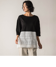 【大きいサイズ】【biyori】”裾に咲くレース”日常がさりげなくときめきくカットソー≪洗濯機で洗える≫