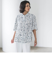 手描きドットプリントシャツ≪洗濯機で洗える≫