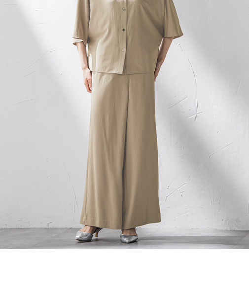 【大きいサイズ】キレリワイドパンツ≪洗濯機で洗える≫