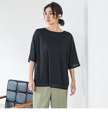 トリコットシフォンカットソー≪洗濯機で洗える≫