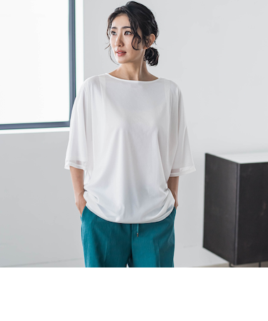 トリコットシフォンカットソー≪洗濯機で洗える≫