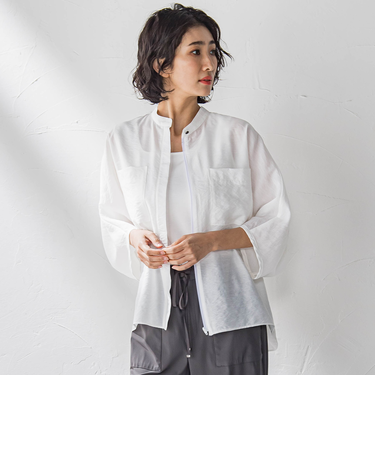 【大きいサイズ】シアーバンブーブラウス≪洗濯機で洗える≫