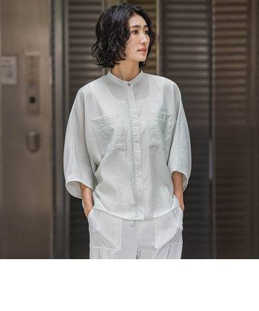 【大きいサイズ】シアーバンブーブラウス≪洗濯機で洗える≫