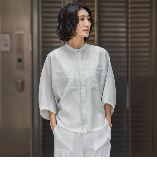 【大きいサイズ】シアーバンブーブラウス≪洗濯機で洗える≫