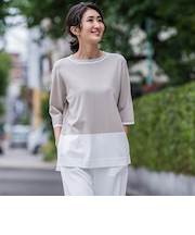 Tシャツ風ニットプルオーバー≪手洗い可能≫